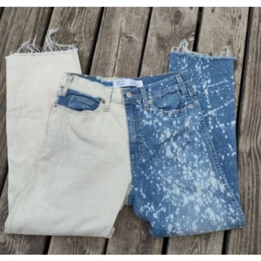 Signature LEVI STRAUSS 6 W28 Heritage High Rise Straight Jeans Bleached Raw Hem